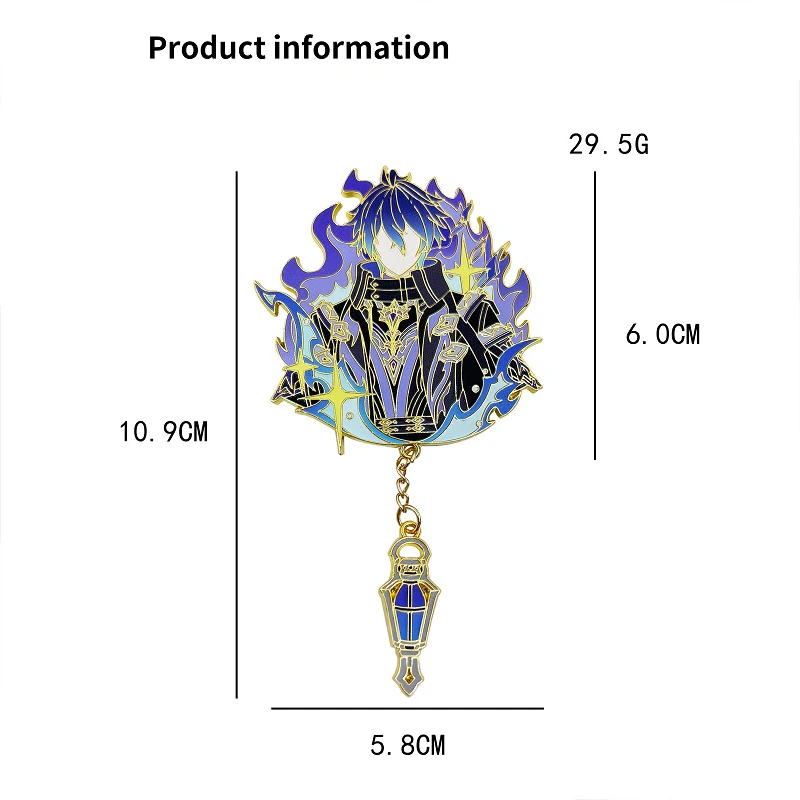 Genshin Impact Kyryll Chudomirovich Flins Cosplay Badges Anime Lightkeepers Flins Metal Brooches Pins Halloween Party Props Fans