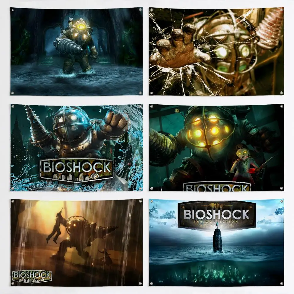 Game B-BioShock I-Infinite Flags Aesthetic Wall Tapestry Printed Wall Hanging Living Room Party Outdoor Decor