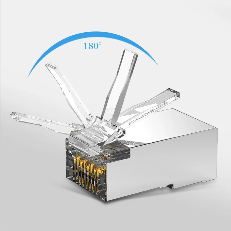 

10 шт. металлический экранированный разъем Cat6 RJ45 8P8C, модульный разъем Ethernet-кабеля, позолоченный для сетевых разъемов RJ 45, обжимные разъемы