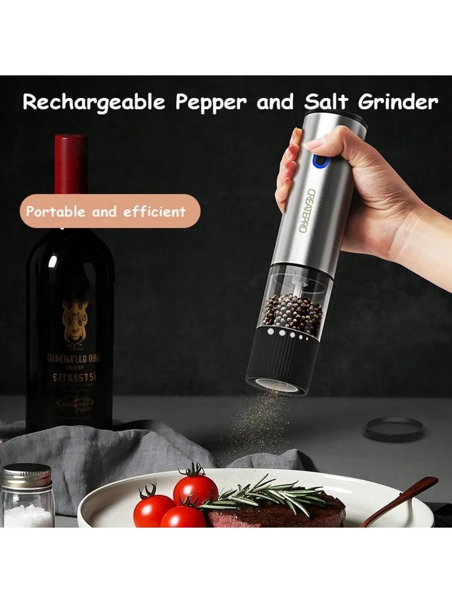 Electric Salt and Pepper Grinder Automatic Rechargeable Pepper Mill Shakers Adjustable Coarseness Kitchen Appliances
