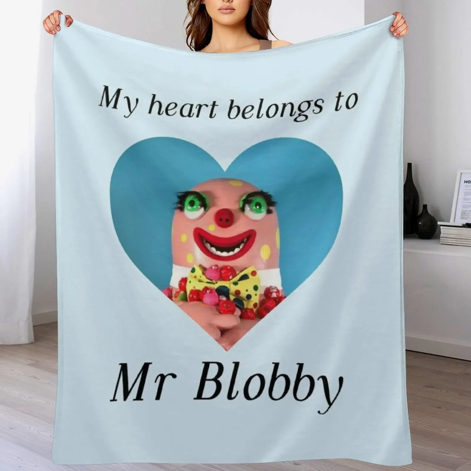 

My heart belongs to Mr Blobby Throw Blanket christmas decoration halloween Bed covers decorative Blankets