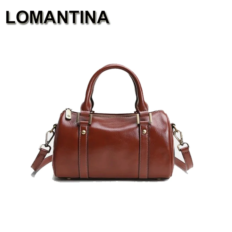 LOMANTINA Top Quality Ladies Handbags 100% Leather texture Women Boston Bags New Luxury Brand Designer Pillow Small Tote 2 Strap