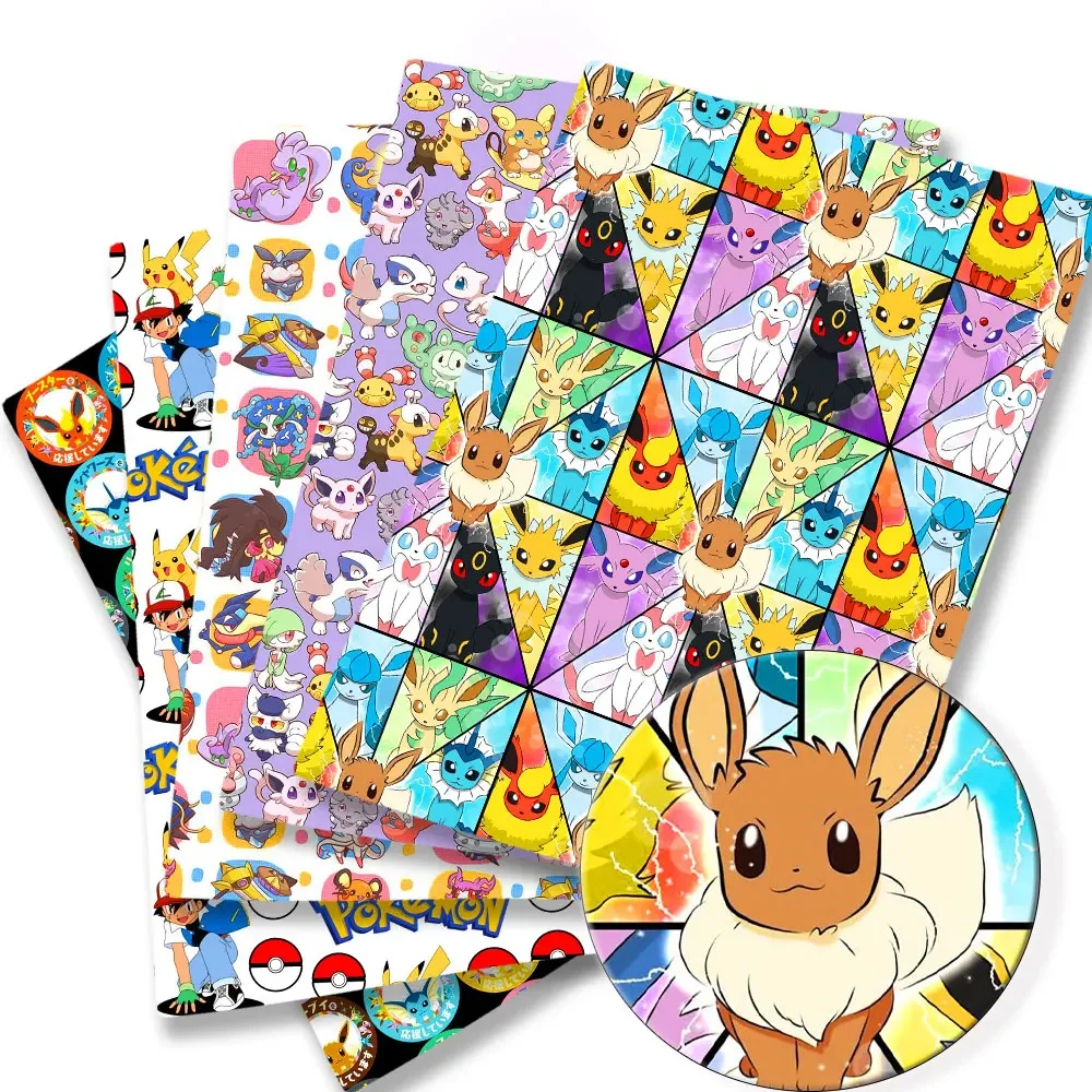 Tissu de dessin animé Pokemon pour enfants, patchwork de couture fait à la main, courtepointe, robe de bébé, feuille de maison, tissu imprimé, 140x50cm