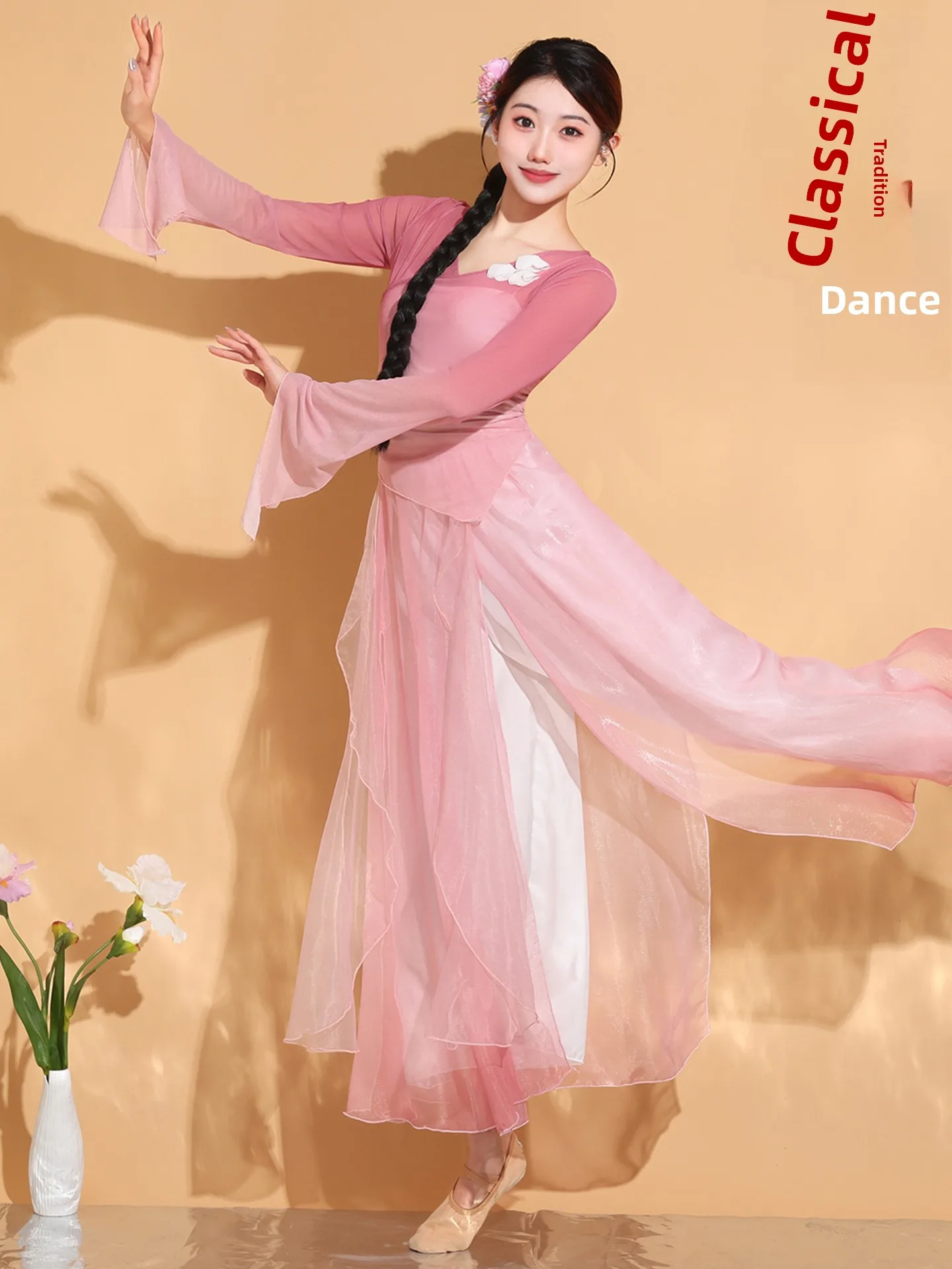 

Ele Classical Dance Performance Costume Women's Adult Practice Suit Fairylike Ethereal Tulle Clothes Ancient Sle Dancewear