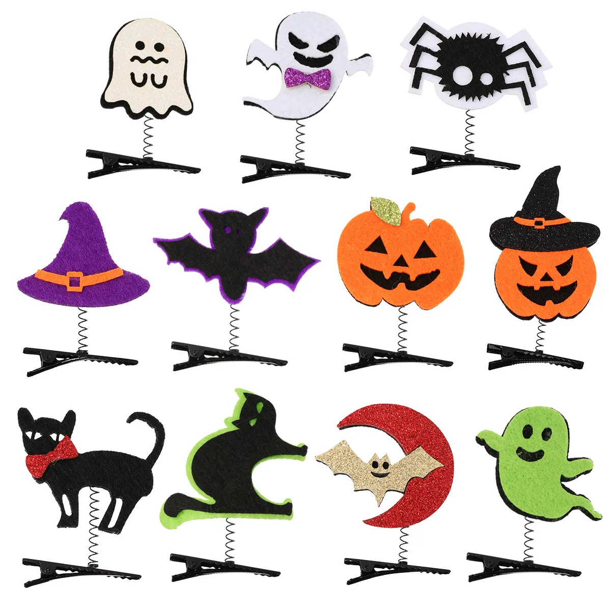 

11 Pcs Hair Clip Set Non Woven Fabric Halloween Costume Accessories Cartoon Clips Girls Hairpin Props Photography Gifts