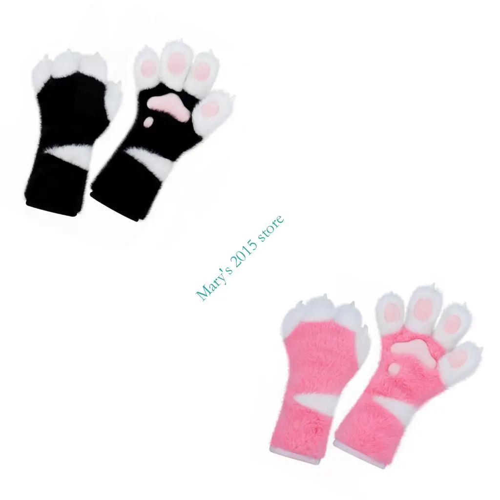 

E15F Cats Paws Gloves with Claw Animal Paws Gloves Therians Paws Fursuit Halloween Cosplay Costume Accessories Therians Gear