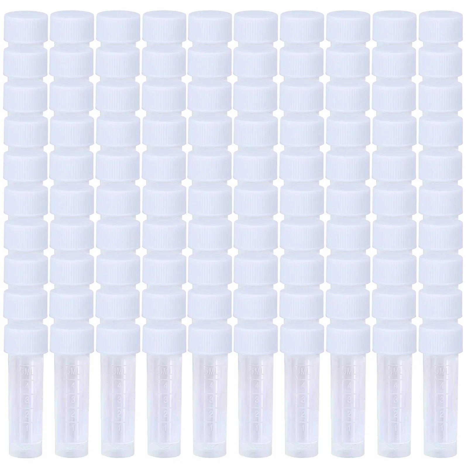 25-100 Stuks Plastic Reageerbuizen Flesjes Monster Container Poeder Ambachtelijke Schroefdop Flessen voor Kantoor School Chemie levert 1-10 ml