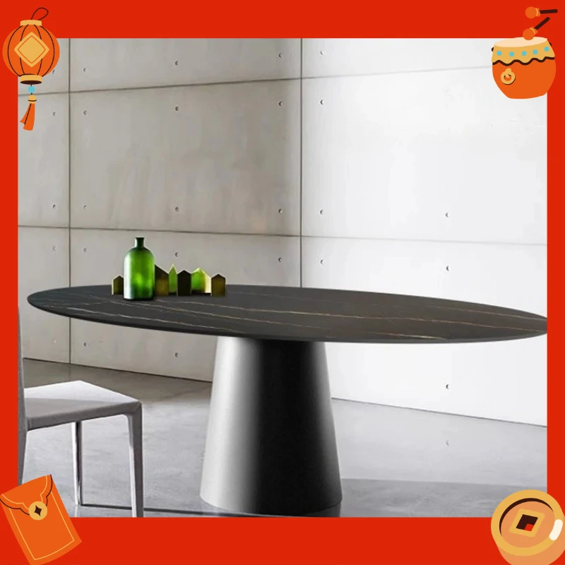 A slab dining table and chairs oval marble dining table simple small apartment living room dining table
