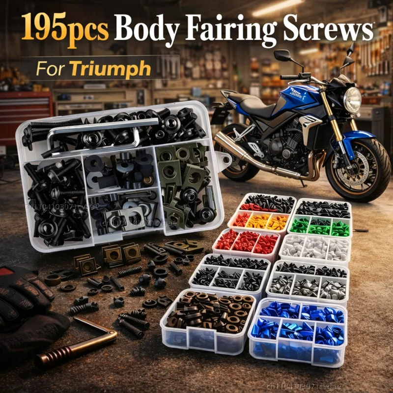 195-teiliges Motorrad-Verkleidungsschrauben-Set mit Muttern für Triumph Scrambler 400X 400 X Speed 400 2023 2024, Aluminium CNC-Befestigungsteile