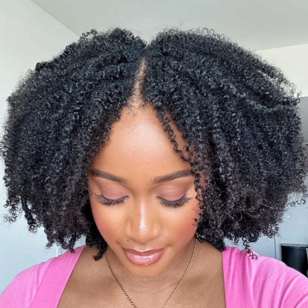 

Half Wig Glueless Burmese Pixi Curly Human Hair Half Wigs Full Machine Made With Seamless Drawstring Flip Over Headband Wigs