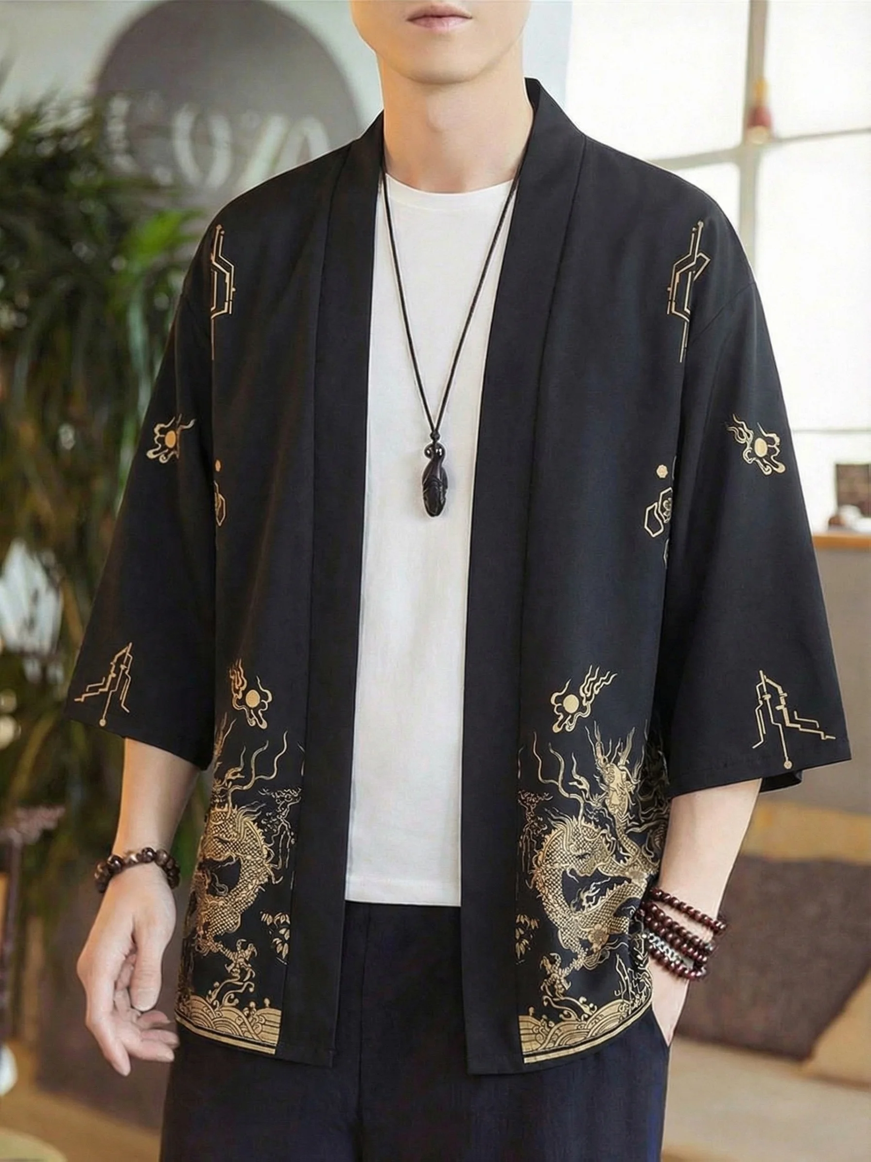 

2026 Summer Men's Kimono 3D Printed Pattern Breathable Lightweight Casual Roller Skating Hip-Hop Men's Clothing