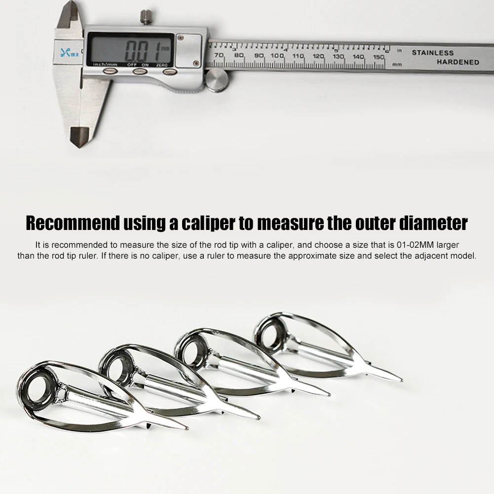 10/40pcs Fishing Rod Guides Stainless Steel Top Tip Fishing Ring Replacement Smooth Mini Convenient Outdoor Accessories