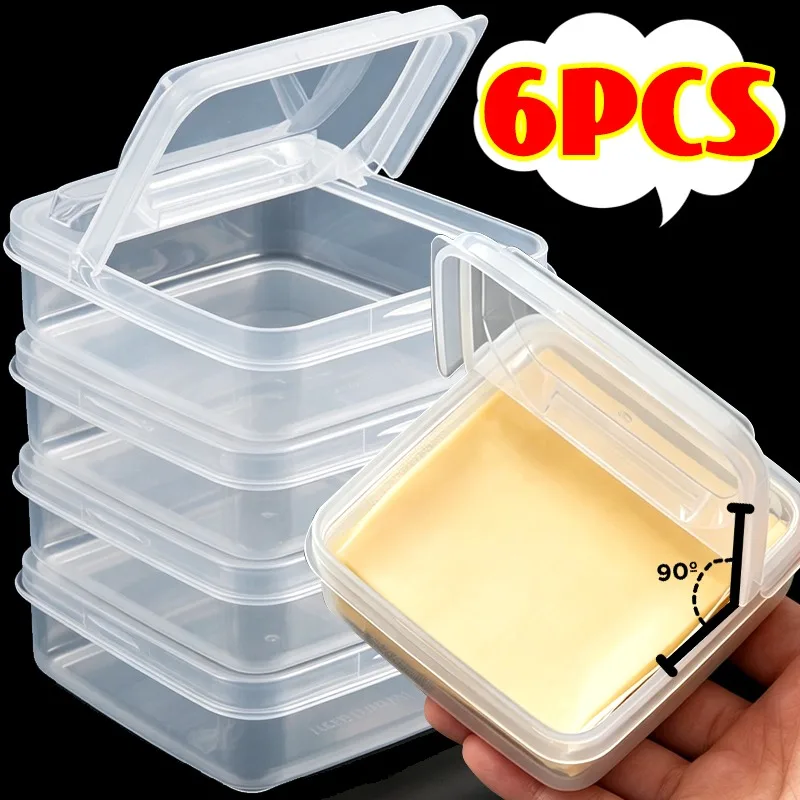 

Transparent Sliced Cheese Container with Flip Lid Butter Block Storage Boxes Refrigerator Freezer Spare Food Fresh-Keeping Box