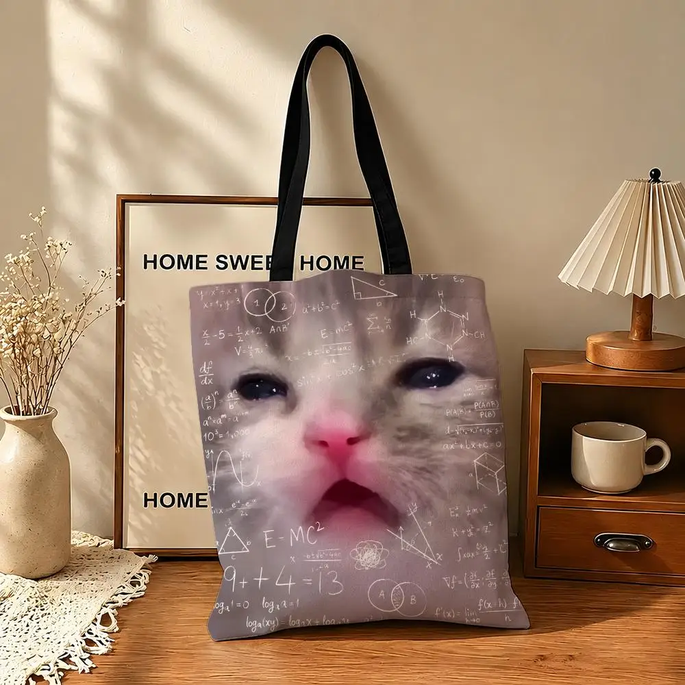 Funny Humorous Cats Graphic Storage Bags Tote Storage Bags Multifunctional for School Shopping Travel and Work
