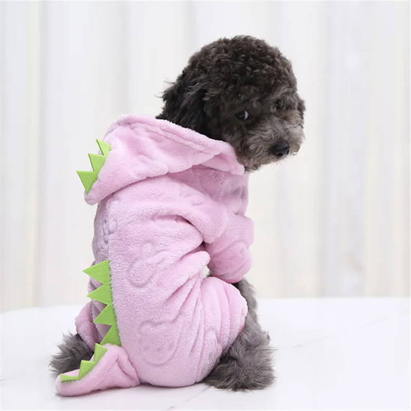 Pet Dog Cat Clothes Cute Funny Dinosaur Costumes Coat Winter Warm Fleece Clothing for Small Dogs Kitten Hoodie Puppy Dog Clothe