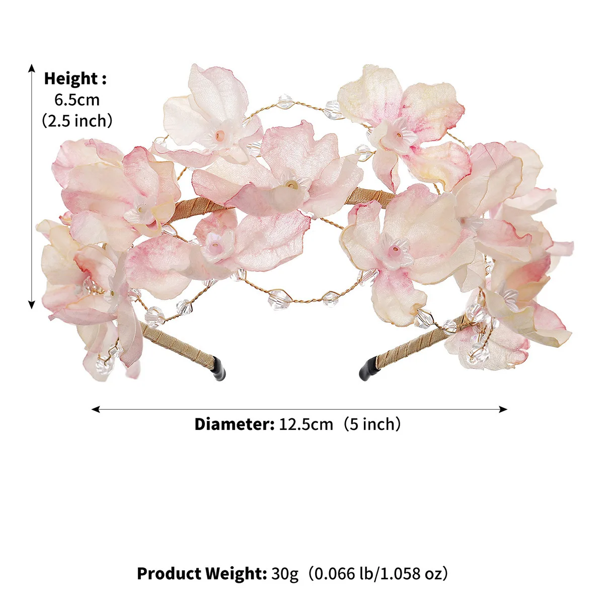 Flower Hairband Bridal Hair Jewelry Pearl Crystal Headband Birthday Party Tiara Wedding Hair Accessories For Women Marrige Crown