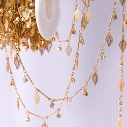 1M 0.5M Hollow Leaf Charm Link Chain Copper Transparent Crystal Beaded Chains for DIY Necklace Bracelet Clothing Jewelry Makings