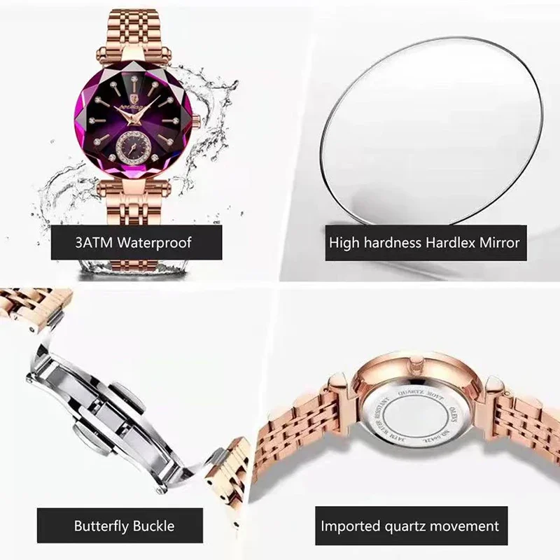 2024 Brand Women Watches Fashion Square Ladies Quartz Watch Bracelet Set Green Dial Simple Rose Gold Mesh Luxury Women Watches