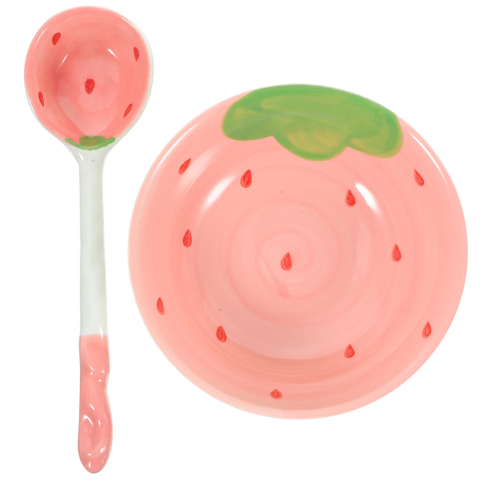

1Set Children's Ceramic Bowl Spoon Kit Cute Fruits Pattern Decorative Soup Rice Salad Dessert Serving Bowl for Home Restaurant