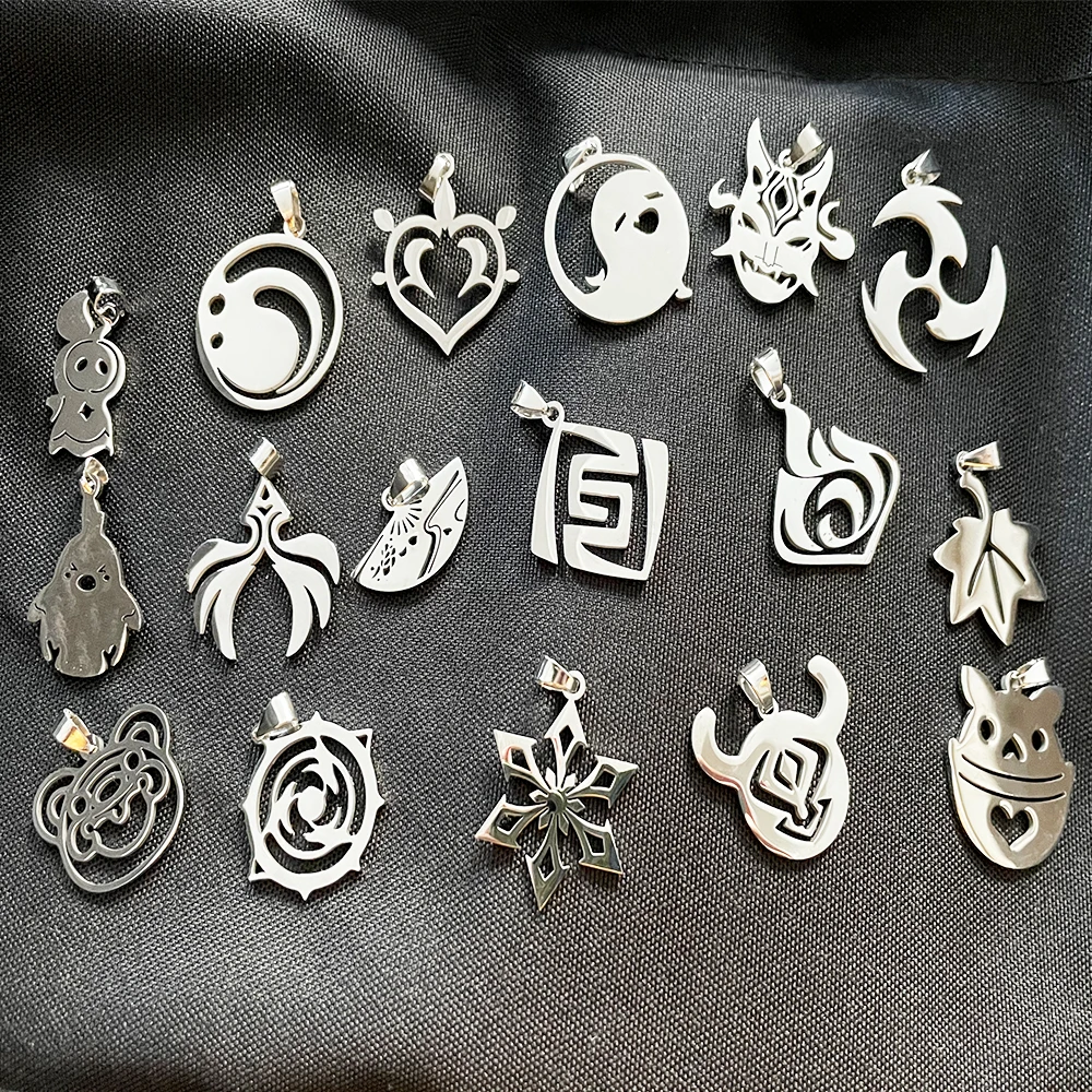 Wholesale Genshin Impact Pendant Fatui Harbingers Scaramouche Kunikuzushi Hydro Pyro Dendro Anemo Electro Cryo Charms 10psc/lots