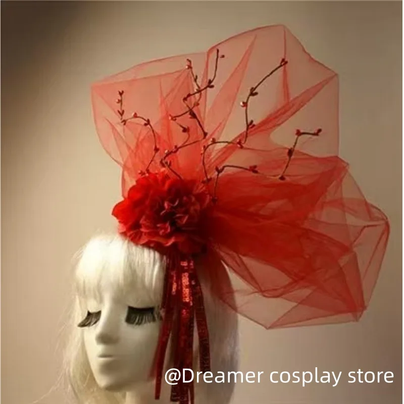 

Grandiose Red Dress Princess Party Headdress, Stage Performance Image Modeling Children's Catwalk Hat Hair Accessories