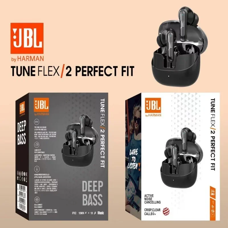 Новые JBL TUNE FLEX/2 PERFECT FIT Buds True Wireless Bluetooth наушники с шумоподавлением спортивные водонепроницаемые наушники-вкладыши