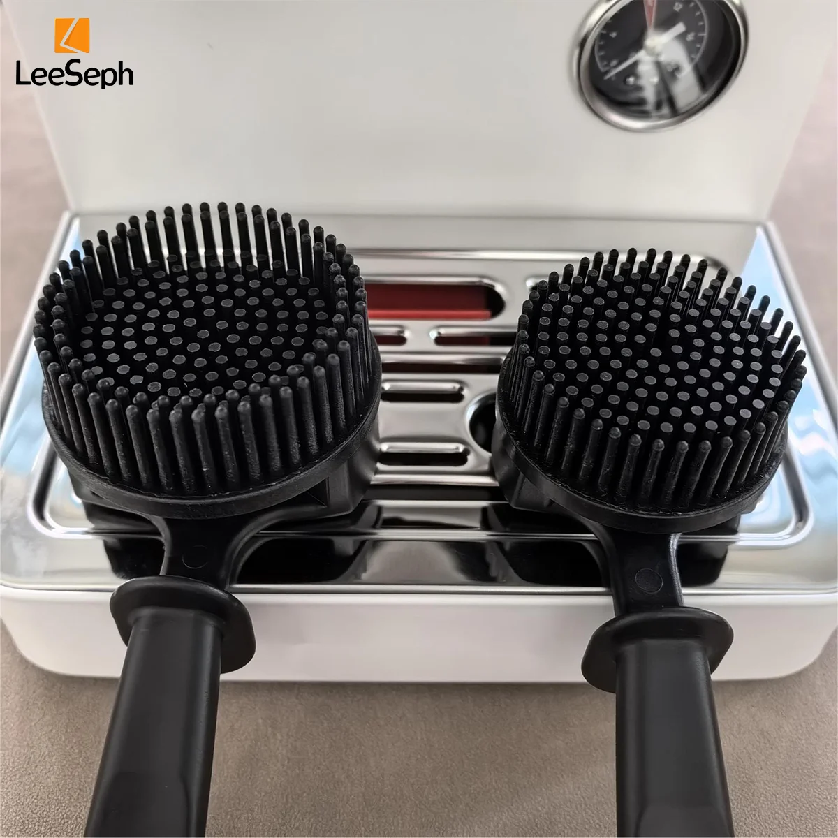 Leeseph Latest Coffee Machine Cleaning Brush, Espresso Group Head Cleaning Brush, Detachable Silicone Bristles, Cleaning Tool