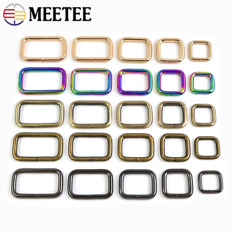

20Pcs Meetee 13-50mm Rectangle Metal Buckle O Ring Leather Crafts Clip Clasp Webbing Strap Adjust Loop DIY Hardware Accessories