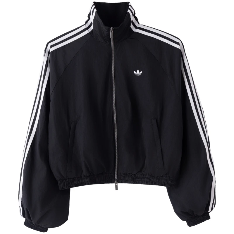 Adidas Trefoil Women's Solid Color Striped Sports Casual Stand Collar Jacket KY5045