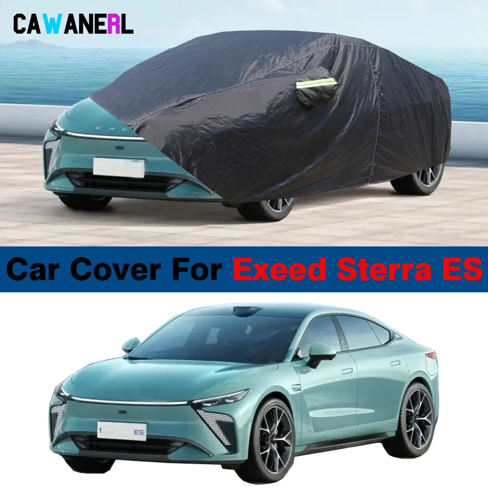 Black Car Cover For Exeed Sterra Exlantix ES 2022-2025 Waterproof Auto Anti UV Sun Rain Snow Scratch Resistant Cover