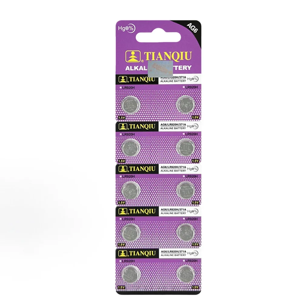 Alkaline Button Cell Battery AG6 1.5V LR920 SR920SW 371 Replacement Coin Cell for Watch Calculator Radio Pack Options