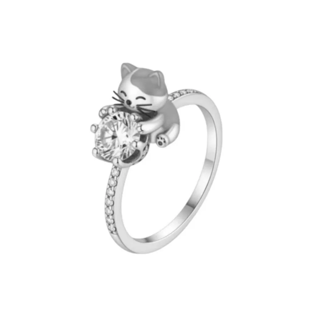 Women's 925 Sterling Silver Cat Flower Butterfly Ring