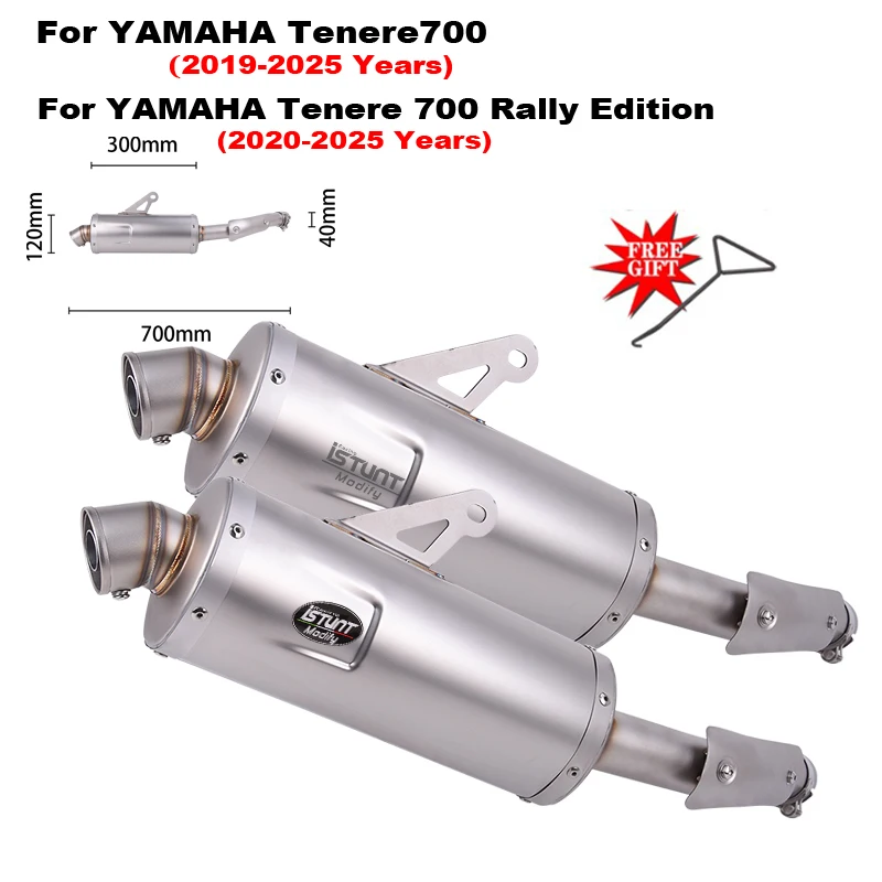 

Slip On For YAMAHA Tenere700 Tenere 700 Rally Edition 2019 2020 - 2025 Motorcycle Exhaust Escape Middle Link Pipe With Muffler