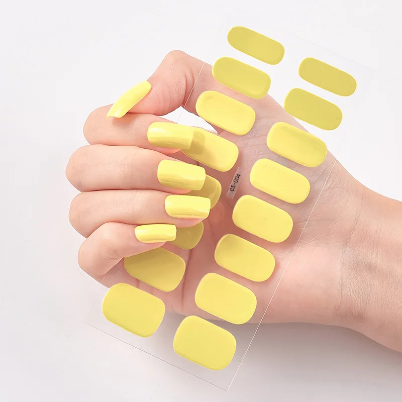 Hot Sales 16 Tips Volledige Cover Gradiënt Nail Stickers Multi Kleur Zelfklevende Slider Geen Uv Lamp Uitgeharde Druk op Nail Decal