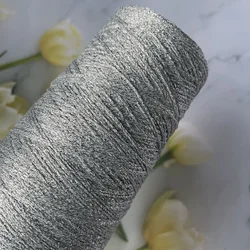 250g Shiny Yarn Gold Silver Silk Hollow Metallized Yarn Skein Thick Crochet Yarn for Knitting Sewing Thread 1.0-1.5mm Thickness