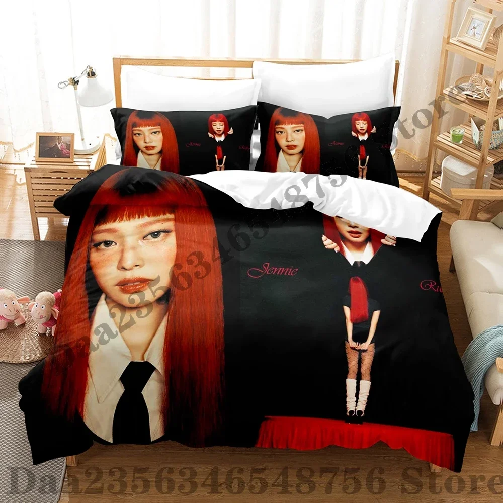 2025 New JENNIE Ruby Bedding Set Single Twin Full Queen King Size Bed Set Adult Kid Bedroom Duvetcover Sets Anime Bed