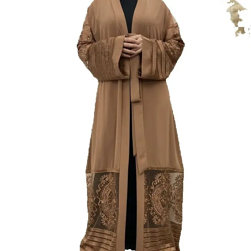 

Ramadan Embroidered Open Abaya Dubai Turkey Party Muslim Dress Belted Abayas Women Kimono Islam Jalabiya Kaftan Gown Caftan Robe