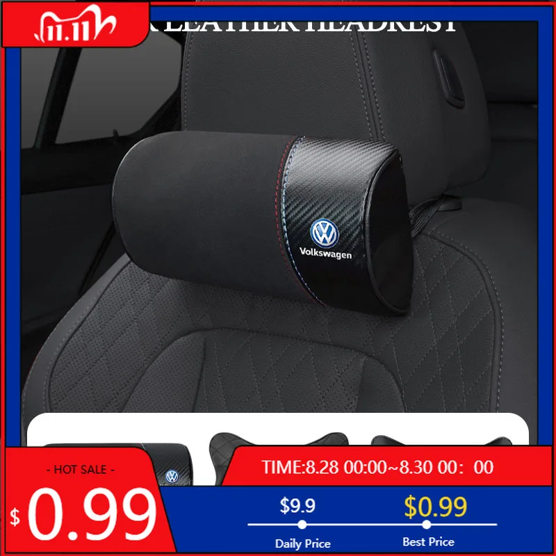

VW GTI GOLF 2026 Горячий для VW VOLKSWAGEN Автомобильный подголовник Мягкая удобная кожаная подушка для шеи Высококачественный авто интерьер для Volkswagen VW Go