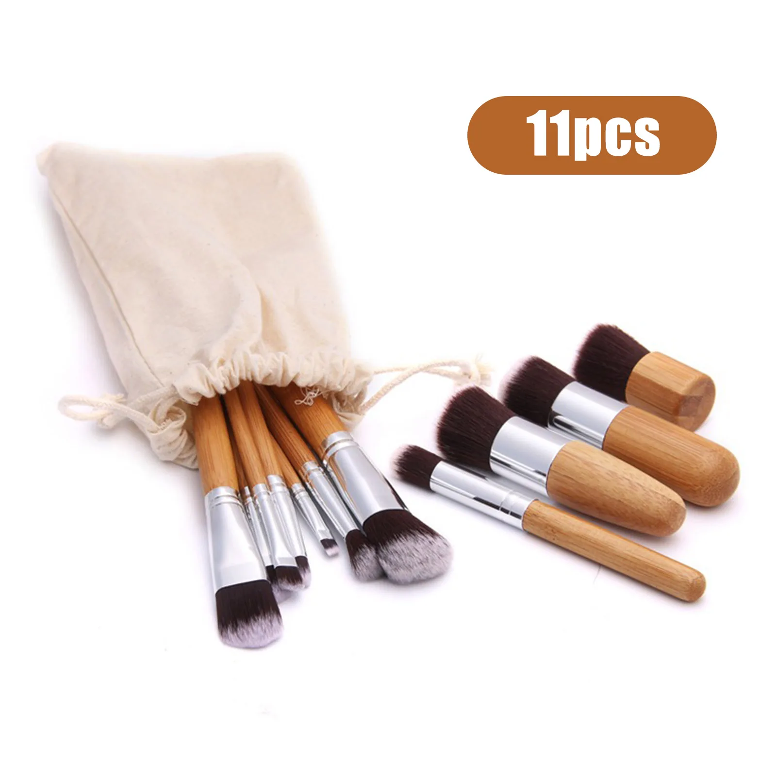 11PCS Premium Cosmetic Brush Set Concealer Eye Shadows Blush with Organizer Bag for Smudge & Angled Eyeliner