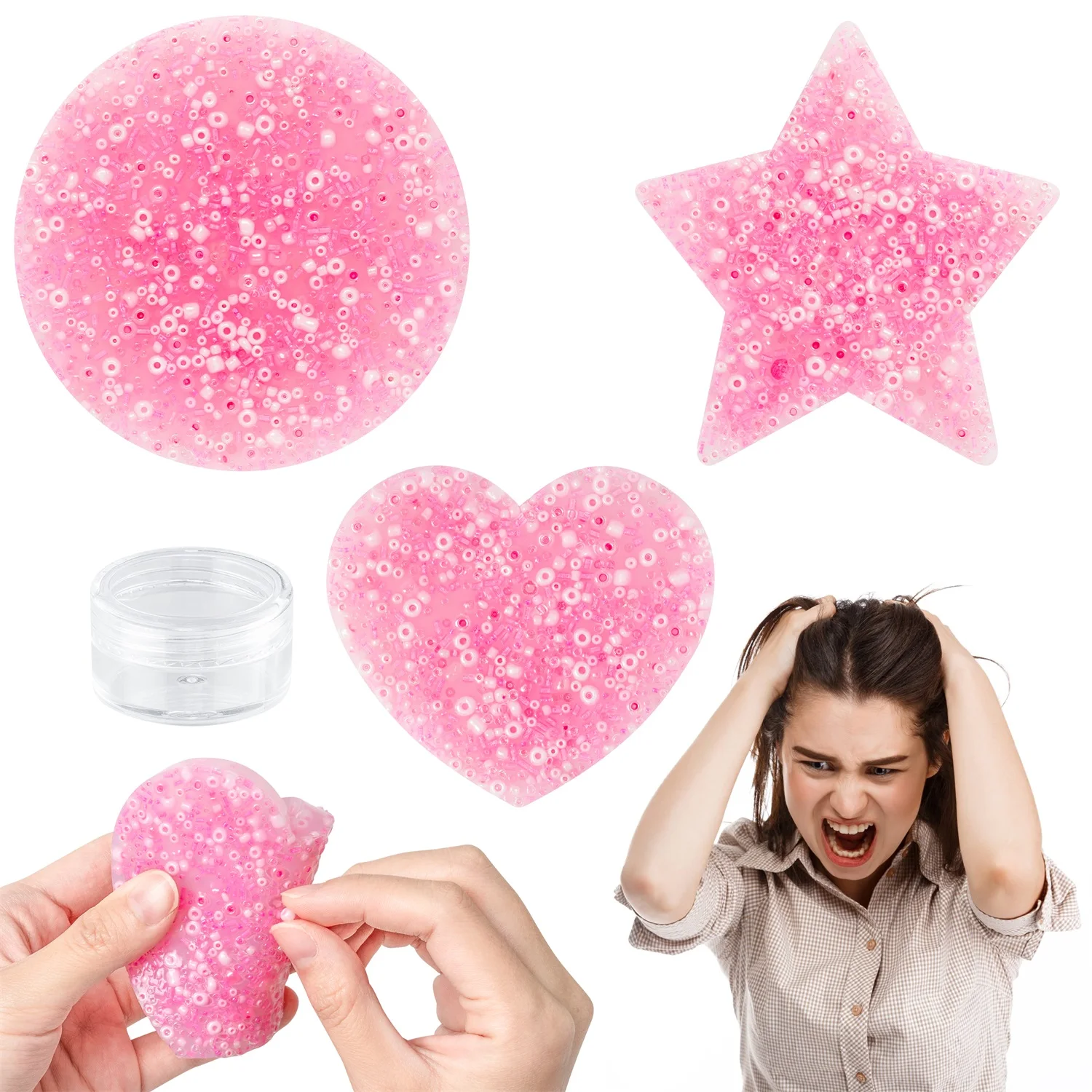 4PCS Color Skin Picking Fidget Sensory Picky Pad Pink Round Love Star Set Activity For Stress Relief Party Supplies Ideal Presen