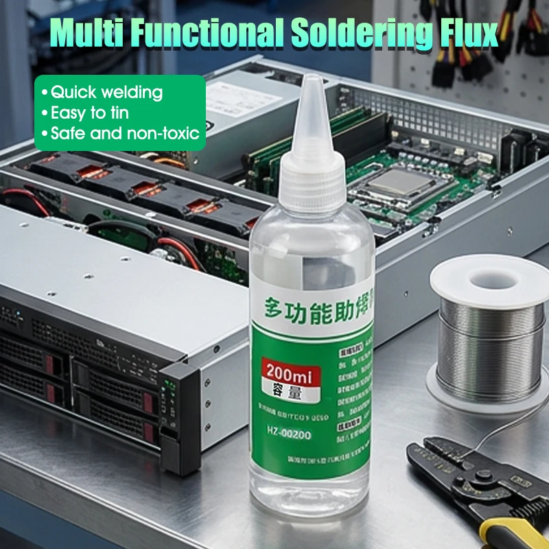 

Liquid flux, multifunctional welding solder for metals such as stainless steel, copper, iron, nickel, and galvanized sheets.