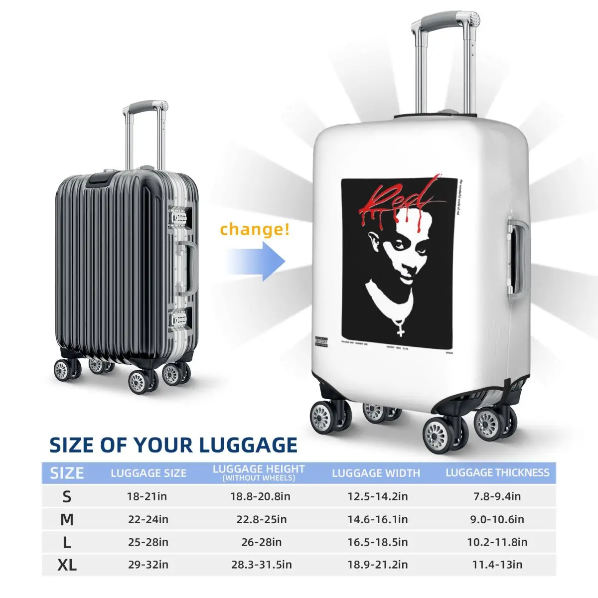 Playboi Carti Whole Lotta Red Album Cove Custodia protettiva per valigia Coperture protettive per bagagli da viaggio elastiche per 18-32 pollici