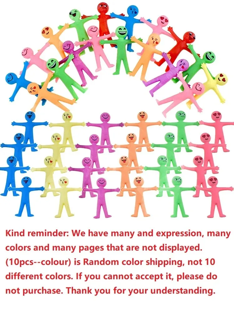 10Pcs Novelty Stretchy Stretch Toy Cute Colorful Yellow Stress Relief Stretchy Fidget Gifts TPR Soft Plastic Creative Doll Toy