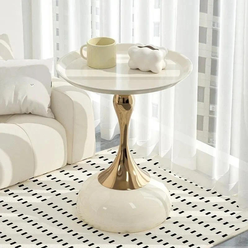 European wrought iron edge small apartment household sofa side small waist French coffee table bedroom bedside small round