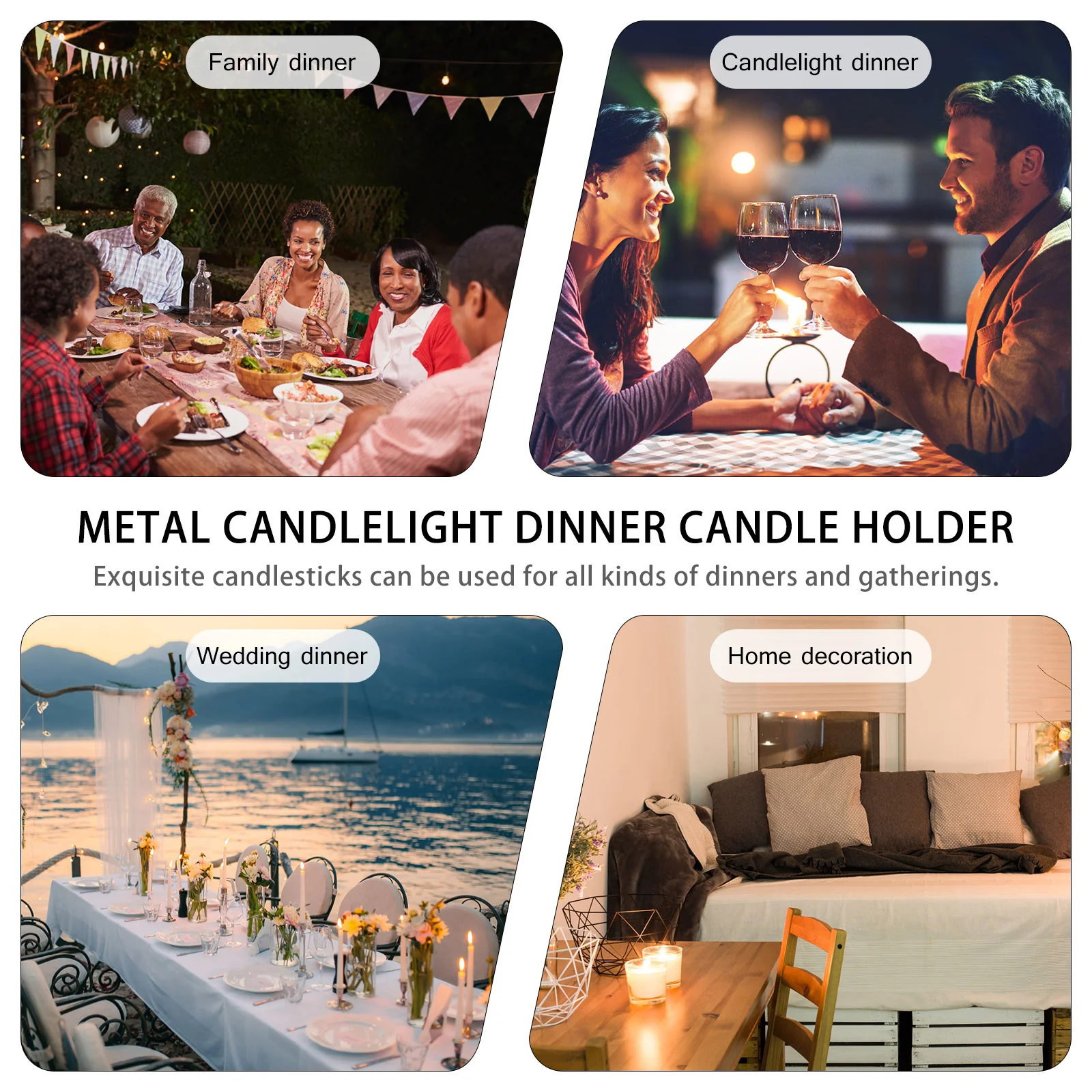 

1Pcs Metal Candlestick Decorative Holder Fine Workmanship Stable Base Long-Lasting Use Christmas Ornament