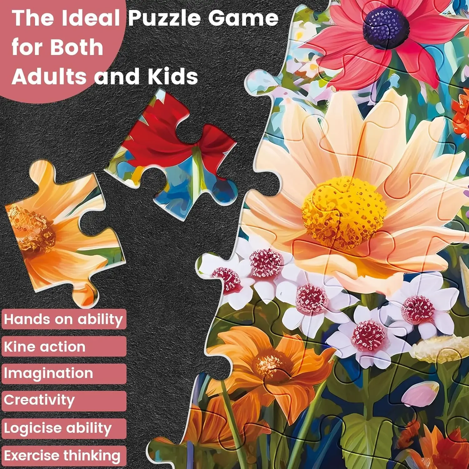 Flower Wooden Puzzle 1000/500/300 Pieces for Adult Jigsaw Puzzle Bedroom Gameroom Livingroom Home Party Decor Birthday Gift
