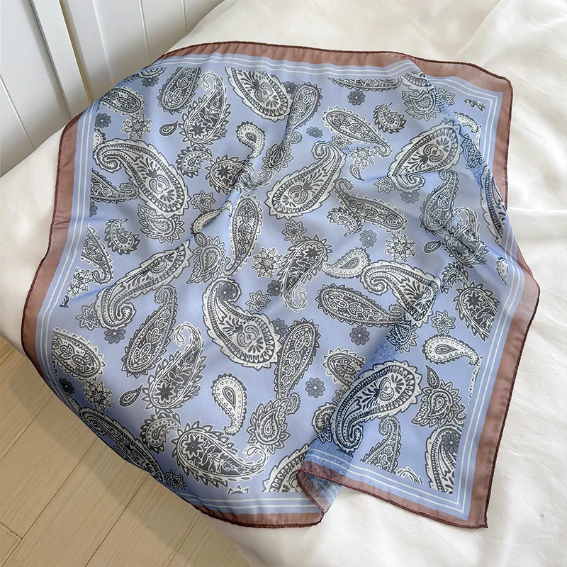 

Xili yarn Small Square Scarf Neckerchief Geometry Floral Pattern Versatile Hair Scarves Ladies Tie Neck Scarf Bandana 68*68cm