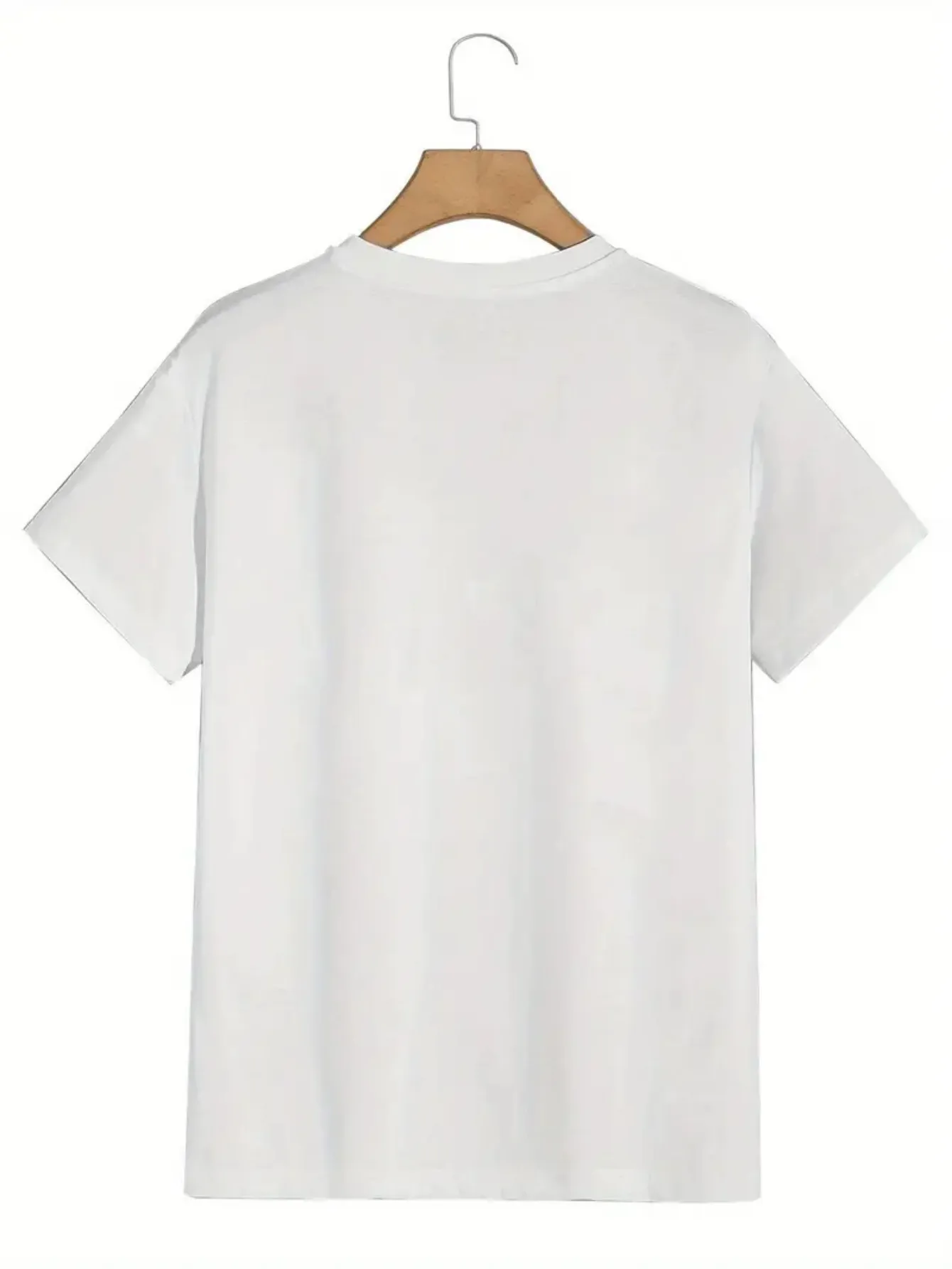 Stylish printed short-sleeve T-shirt featuring a fun, creative design—perfect for various festive occasions.