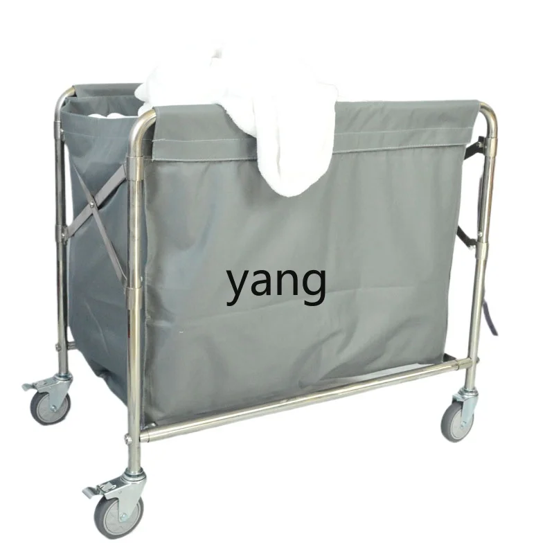 LXL Folding Linen Truck Stainless Steel Collection Trolley Hotel Housekeeping Carts