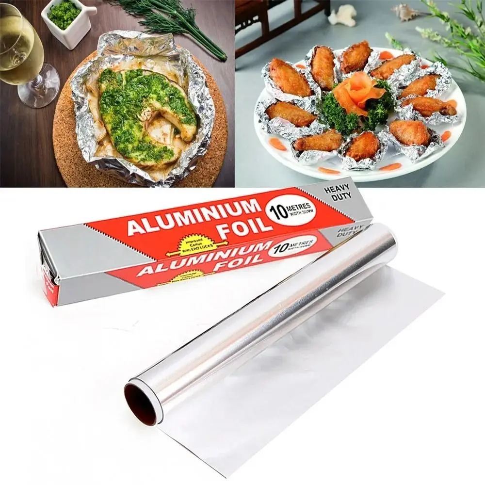 5M/10M/20M Aluminium Catering Tin Foil Thickened BBQ Accessories Baking Wrap Tin Foil Disposable Heat Safe Food Tin Foil